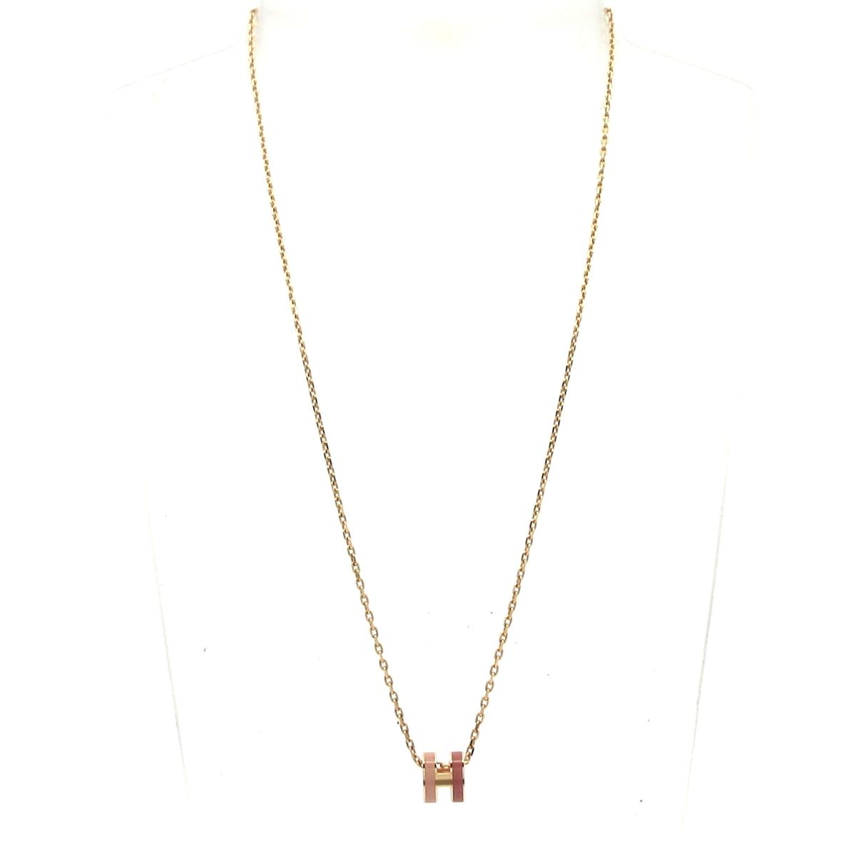Hermes Necklace Mini Pop H Gold Pink — view 2