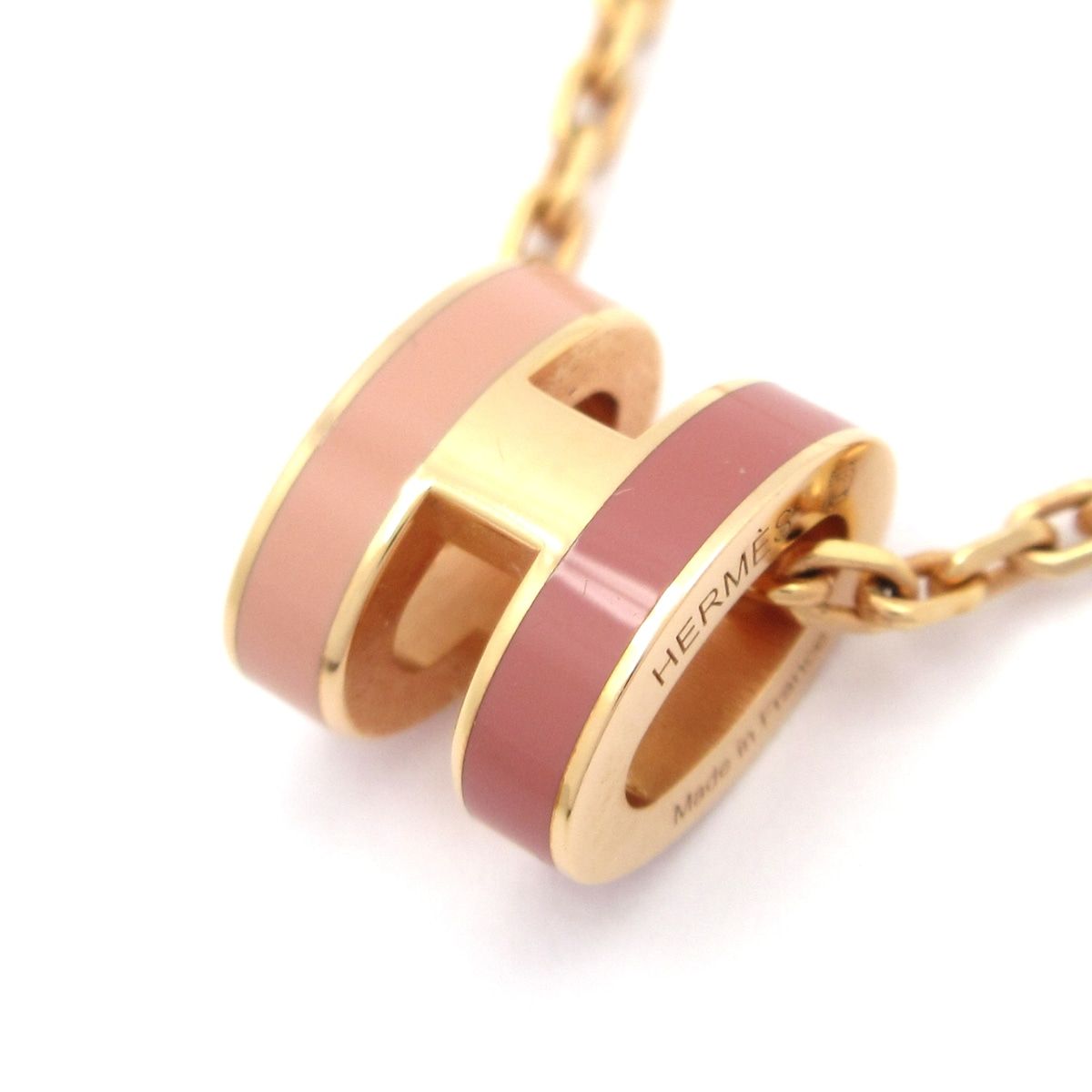 Hermes Necklace Mini Pop H Gold Pink
