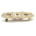 Chanel Brooch Gold Pink Multi CC Logo Plaid Pattern — view 4
