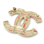 Chanel Brooch Gold Pink Multi CC Logo Plaid Pattern — view 2
