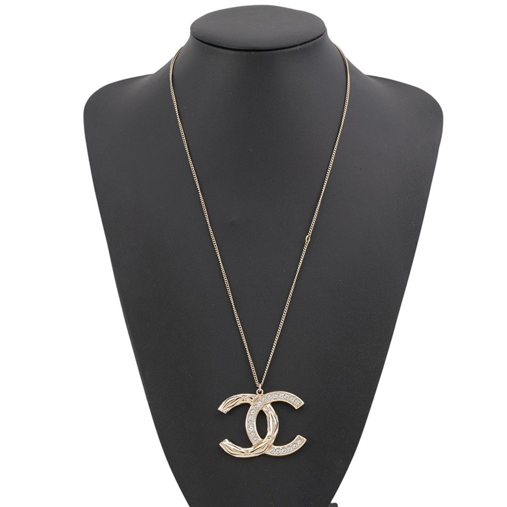 Chanel Necklace CC Logo Metal Rhinestone — view 4