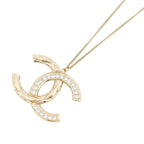 Chanel Necklace CC Logo Metal Rhinestone