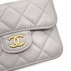Chanel Chain Shoulder Bag Mini Quilted CC Logo Top Handle Lambskin — view 7