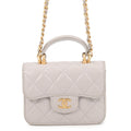 Chanel Chain Shoulder Bag Mini Quilted CC Logo Top Handle Lambskin