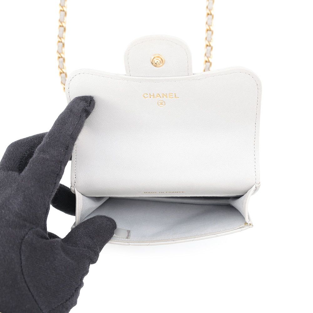 Chanel Chain Shoulder Bag Mini Quilted CC Logo Top Handle Lambskin — view 5