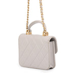 Chanel Chain Shoulder Bag Mini Quilted CC Logo Top Handle Lambskin — view 2