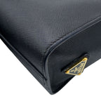 Prada Handbag Embossed Logo Saffiano Leather 2-Way Black — view 7