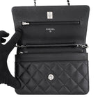 Chanel Chain Wallet Quilted CC Logo Caviar Leather Black Shoulder Bag — view 5