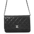 Chanel Chain Wallet Quilted CC Logo Caviar Leather Black Shoulder Bag