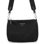 Prada Shoulder Bag Re-Nylon Saffiano Leather Nylon Crossbody Black