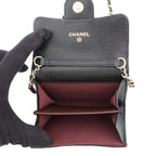 Chanel Chain Wallet Quilted CC Logo Mini Caviar Leather Black Shoulder Bag — view 5