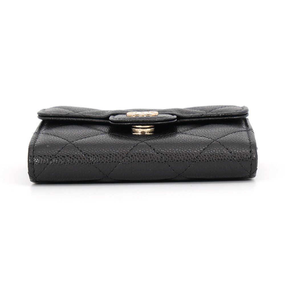 Chanel Chain Wallet Quilted CC Logo Mini Caviar Leather Black Shoulder Bag — view 3