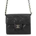 Chanel Chain Wallet Quilted CC Logo Mini Caviar Leather Black Shoulder Bag