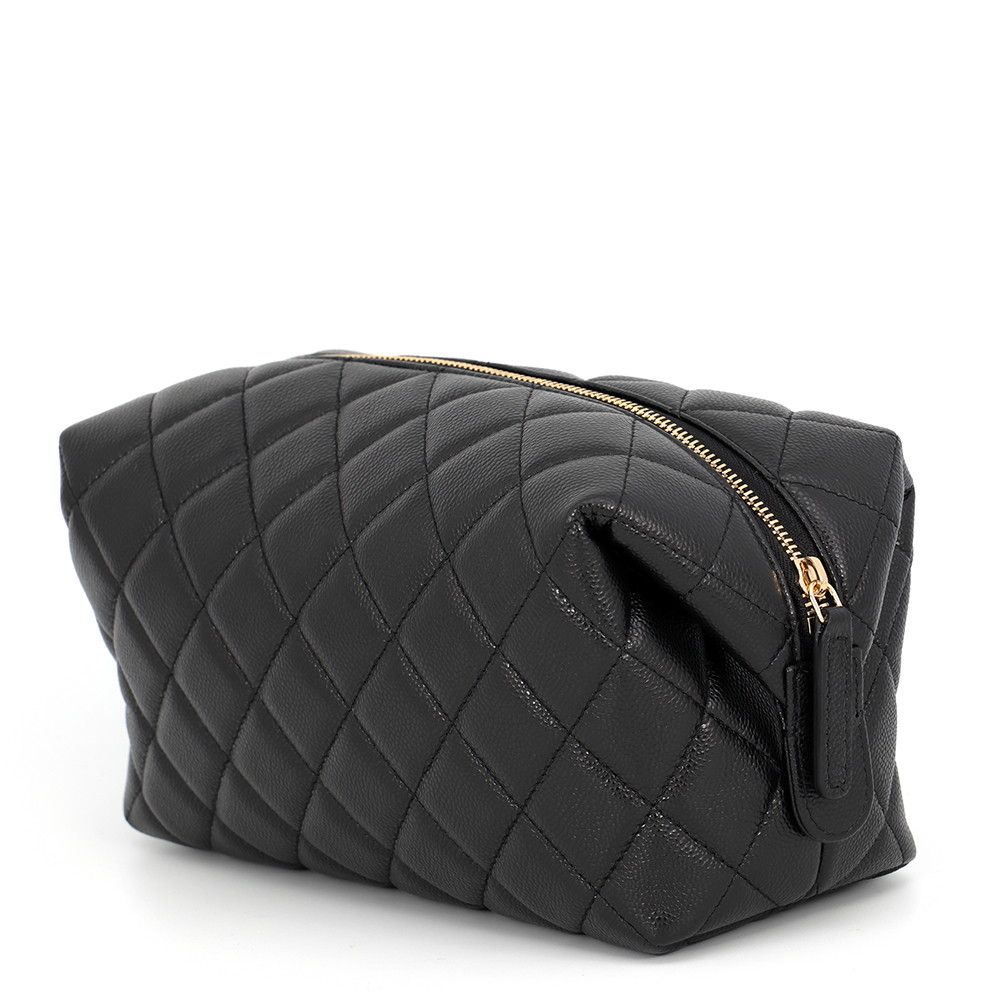 Chanel Pouch Quilted Zip Caviar Leather Case Black — view 2