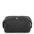 Chanel Pouch Quilted Zip Caviar Leather Case Black