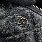 Chanel Pouch Quilted Zip Caviar Leather Case Black — view 6