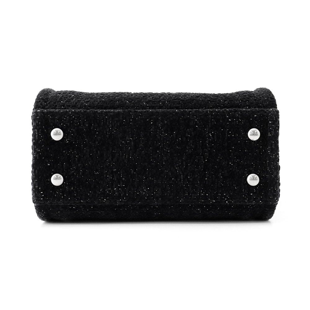 Chanel Tote Bag Deauville Line Mini Logo Glitter Tweed Leather Black — view 3