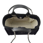 Chanel Tote Bag Deauville Line Mini Logo Glitter Tweed Leather Black — view 6