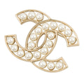 Chanel Brooch CC Logo Metal Faux Pearl