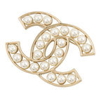 Chanel Brooch CC Logo Metal Faux Pearl