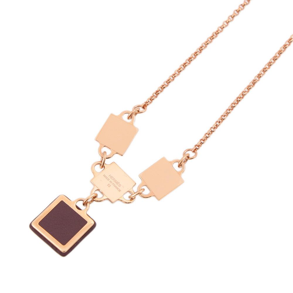 Hermes Necklace Disco Faubourg Bordeaux Pink Gold Swift — view 3