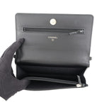 Chanel Pearl Chain Wallet Quilted CC Logo Lambskin Black Shoulder Bag — view 6