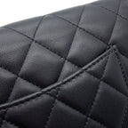 Chanel Pearl Chain Wallet Quilted CC Logo Lambskin Black Shoulder Bag — view 8