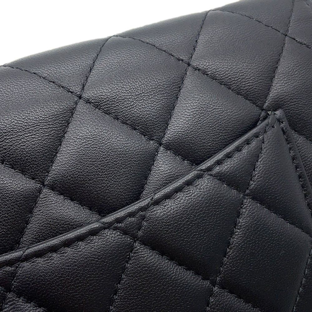 Chanel Pearl Chain Wallet Quilted CC Logo Lambskin Black Shoulder Bag — view 8
