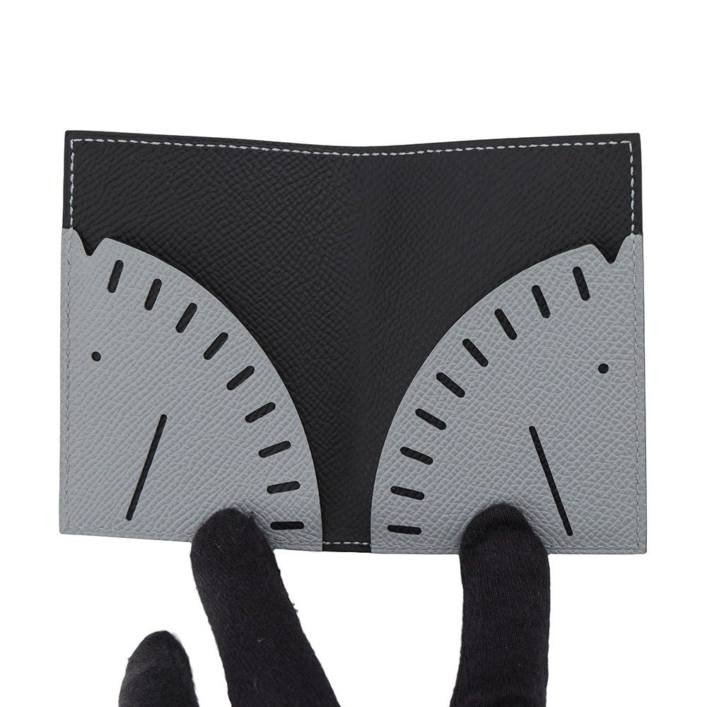 Hermes Card Case Dos Gray Pantin Black Epsom — view 4