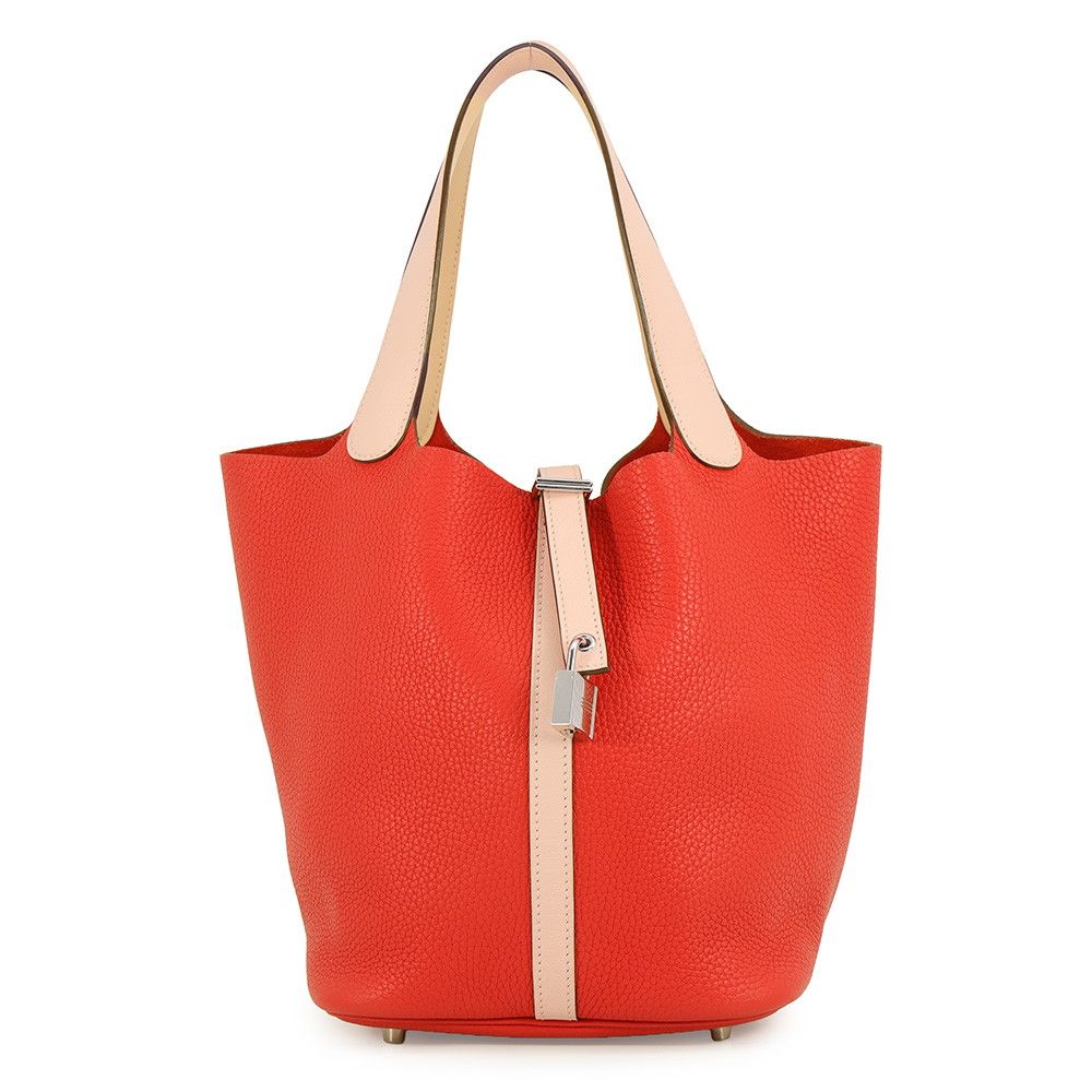 Hermes Picotin Lock PM Touch Rouge Tomato Rose Eglantine Silver Taurillon