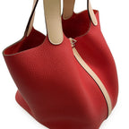 Hermes Picotin Lock PM Touch Rouge Tomato Rose Eglantine Silver Taurillon — view 6