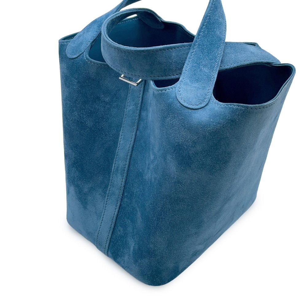 Hermes Handbag Picotin PM Blue Thalassa Silver Dobris Swift — view 6