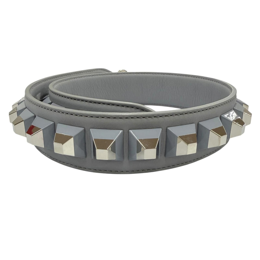 Fendi Strap You Shoulder Leather Logo Gray Silver