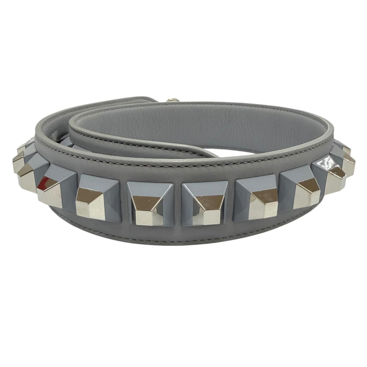 Fendi Strap You Shoulder Leather Logo Gray Silver