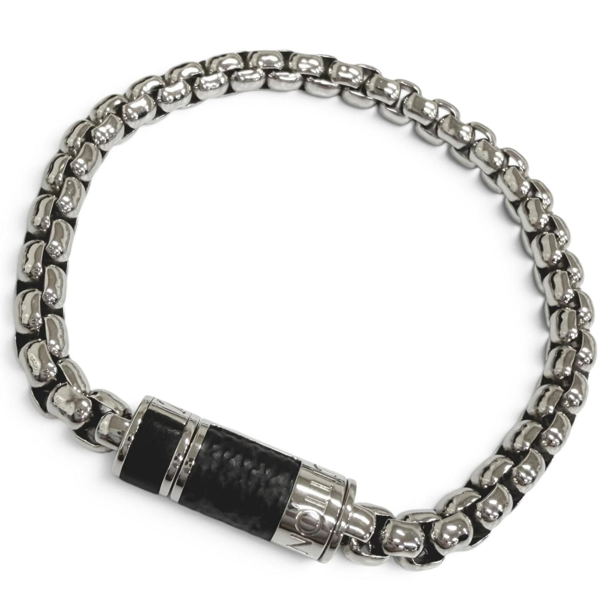 Louis Vuitton Chain Monogram Eclipse Bracelet Silver Black