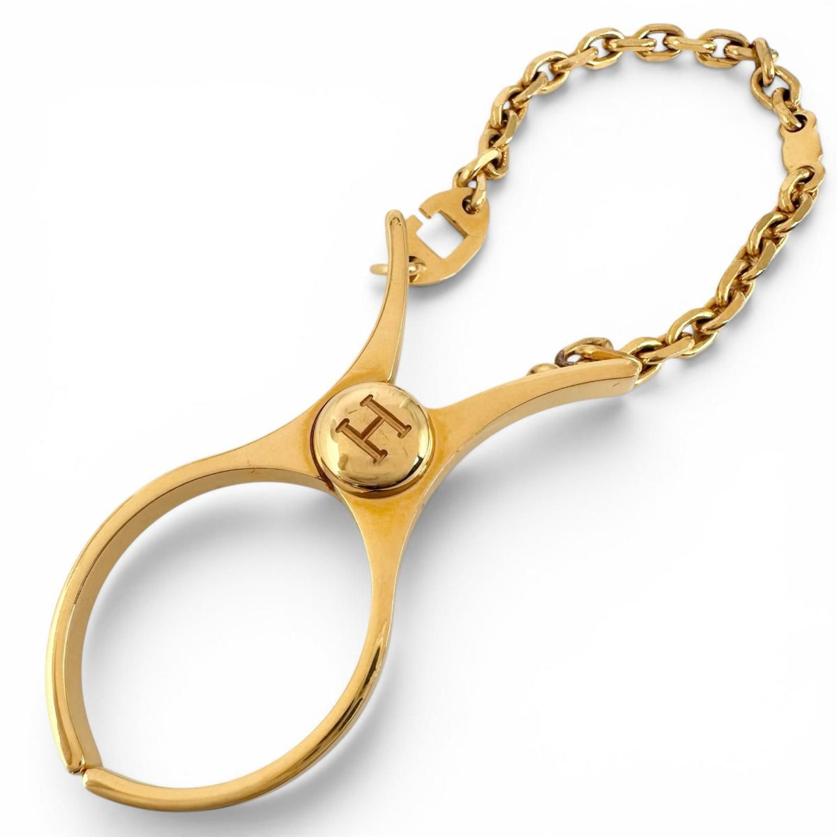 Hermes Filou H Logo Glove Holder Strap Gold Gloves