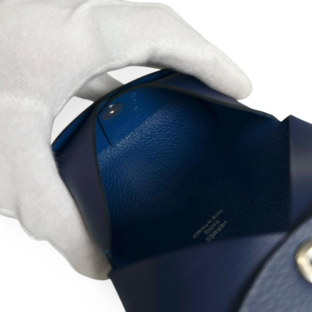 Hermes Calvi Duo Compact Evercolor Verso Card Case Coin Purse Blue — view 7