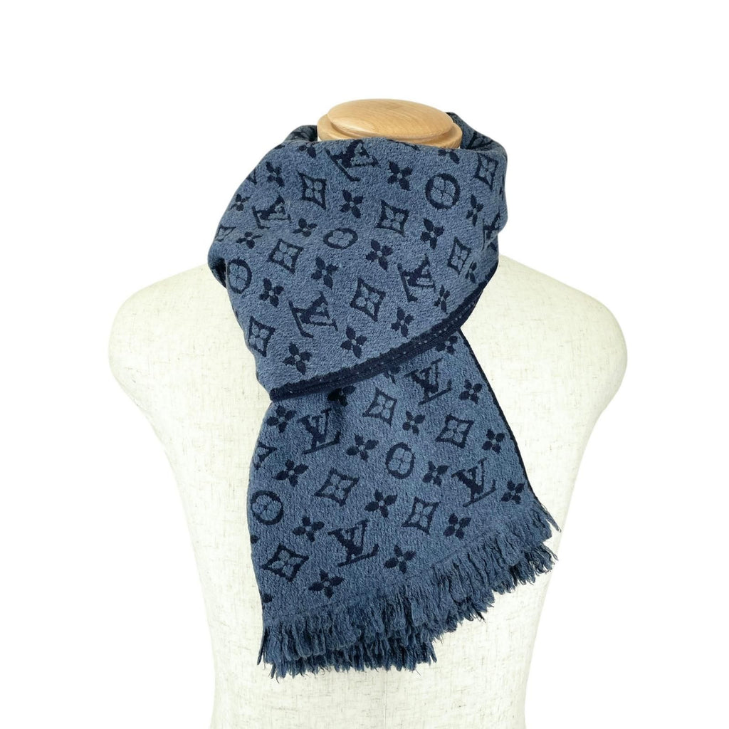 Louis Vuitton Echarpe Monogram Classic Wool 100% Scarf Blue Marine — view 2