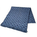 Louis Vuitton Echarpe Monogram Classic Wool 100% Scarf Blue Marine