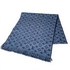 Louis Vuitton Echarpe Monogram Classic Wool 100% Scarf Blue Marine