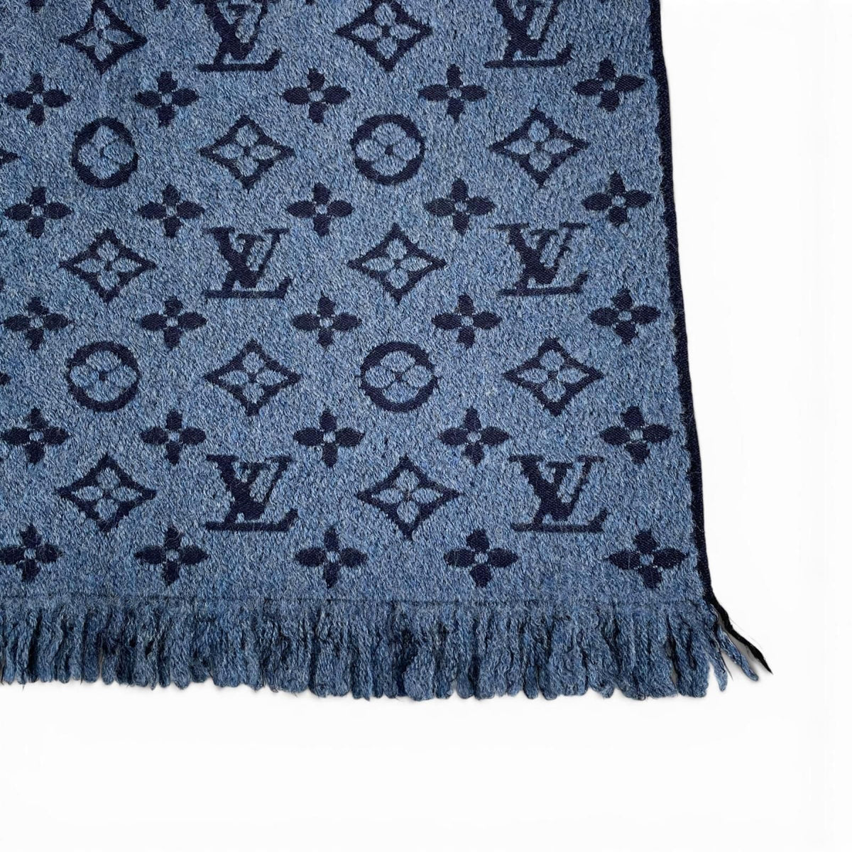 Louis Vuitton Echarpe Monogram Classic Wool 100% Scarf Blue Marine — view 4