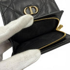 Dior Caro Hibiscus Crystal Wallet Leather Rhinestone Black — view 7