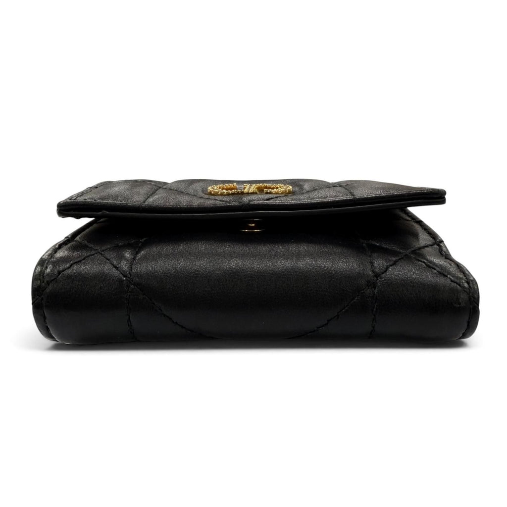 Dior Caro Hibiscus Crystal Wallet Leather Rhinestone Black — view 4