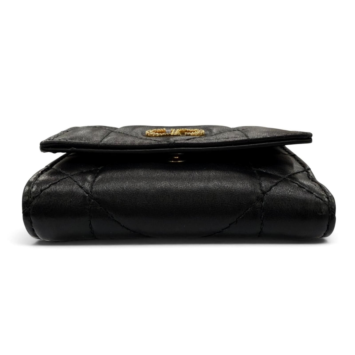 Dior Caro Hibiscus Crystal Wallet Leather Rhinestone Black — view 4