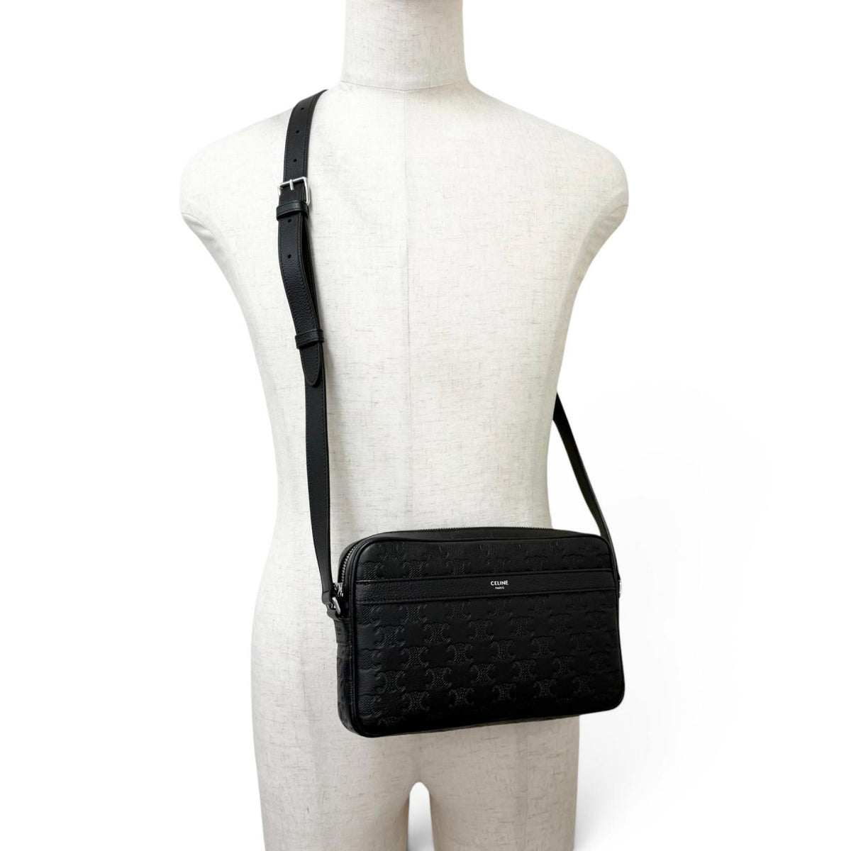 Celine Horizontal Messenger Leather Triomphe Medium Shoulder Bag — view 3