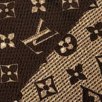 Louis Vuitton Logomania Scarf Shine Wool Silk Brown Monogram Fringe — view 4