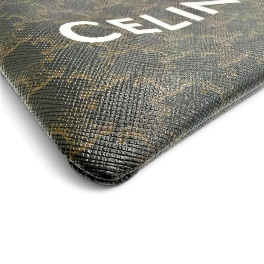 Celine Triomphe Canvas Macadam Pattern Key with Chain Zip Coin Purse Brown Gold — view 5