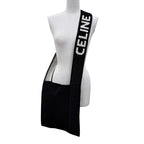 Celine Clochette Knit Shoulder Bag Cotton Logo Embroidery Black White — view 3