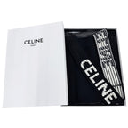 Celine Clochette Knit Shoulder Bag Cotton Logo Embroidery Black White — view 2