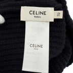 Celine Wool 100% Logo Knit Cap Beanie Black TU Hat — view 8